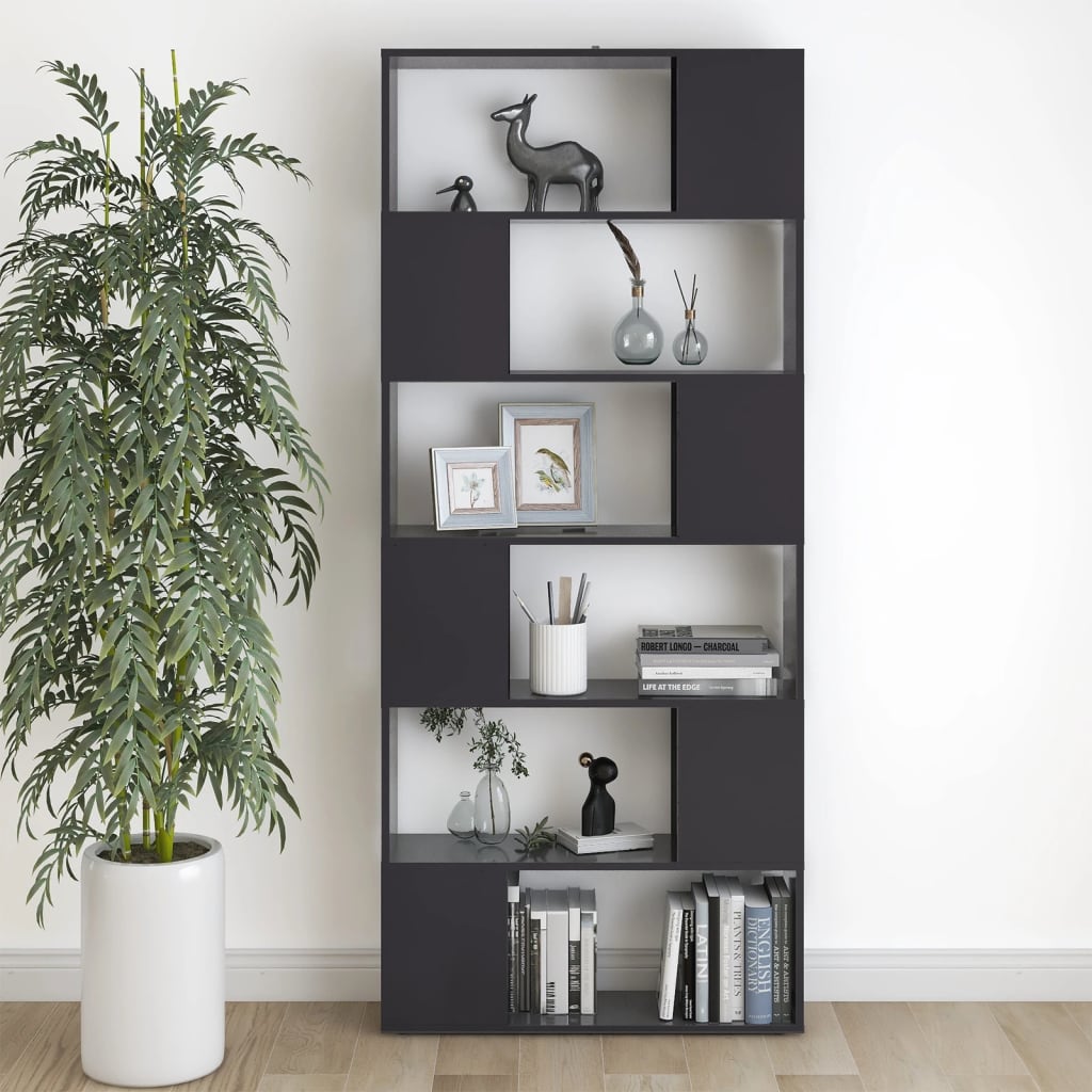 Book Cabinet Room Divider Grey 80x24x186 cm Engineered Wood