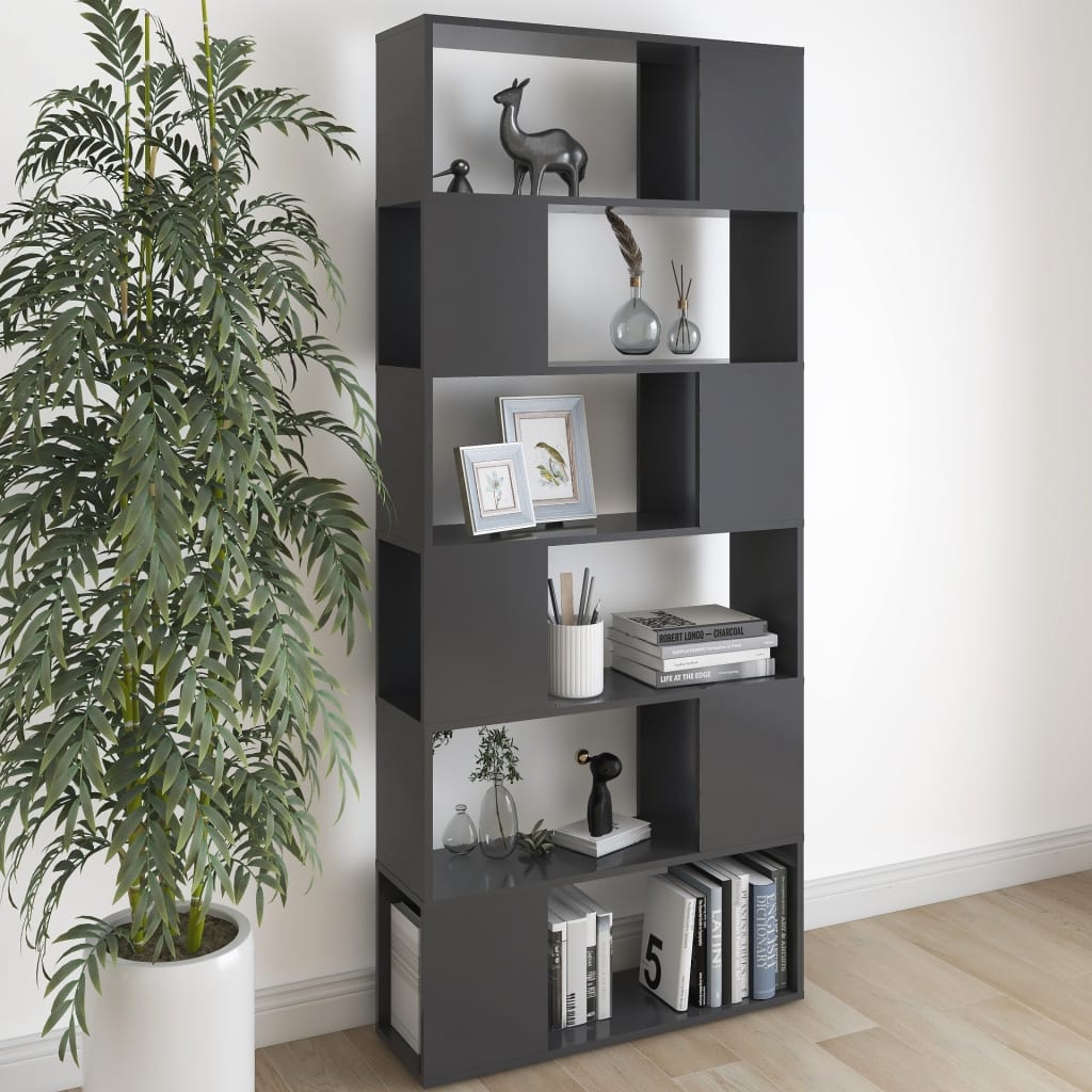 Book Cabinet Room Divider Grey 80x24x186 cm Engineered Wood