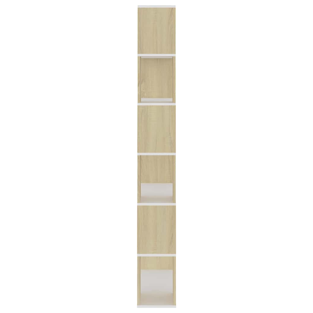 Book Cabinet Room Divider White and Sonoma Oak 80x24x186 cm Engineered Wood