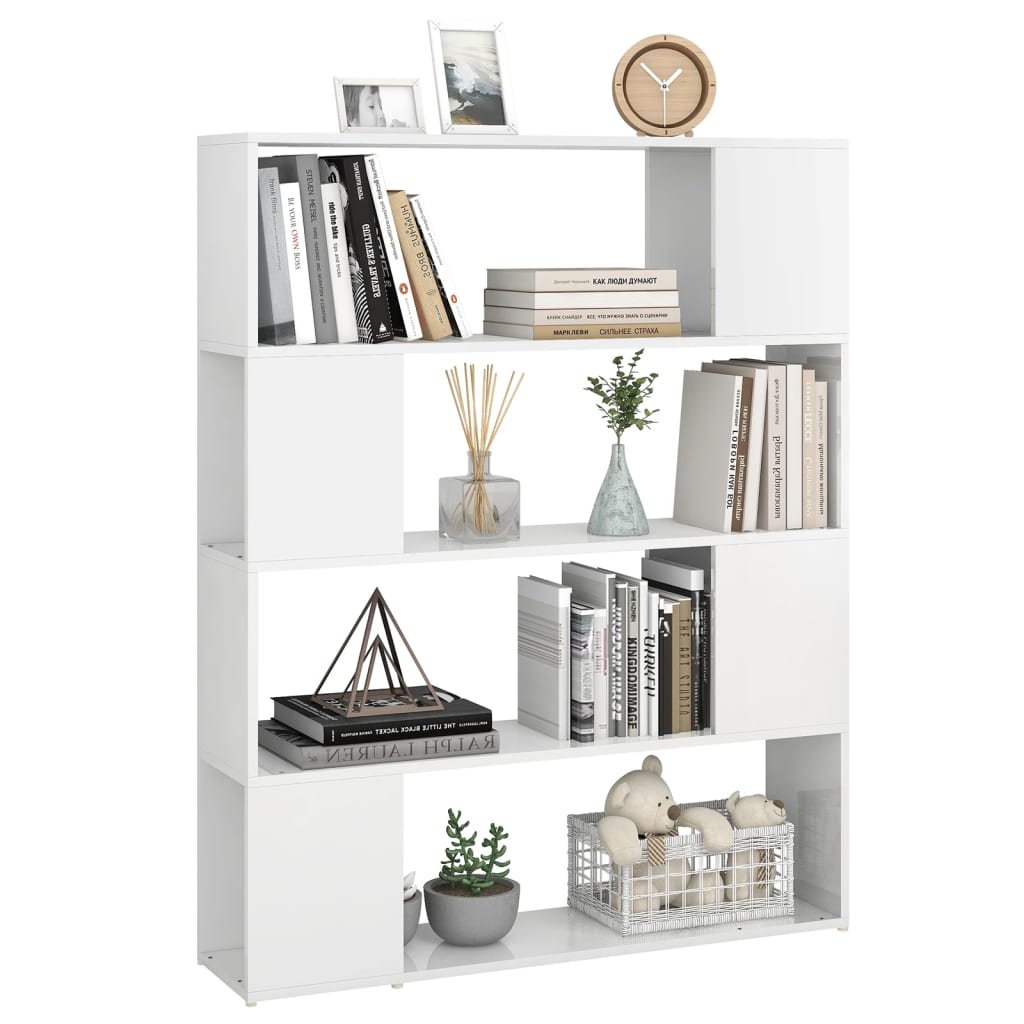 Book Cabinet Room Divider High Gloss White 100x24x124 cm