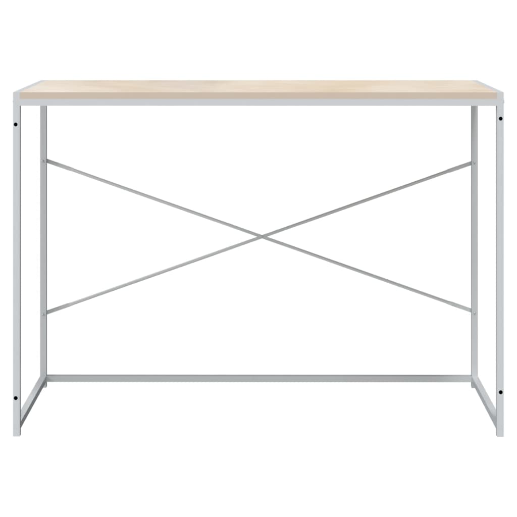 Computer Desk White and Oak 110x60x70 cm Engineered Wood