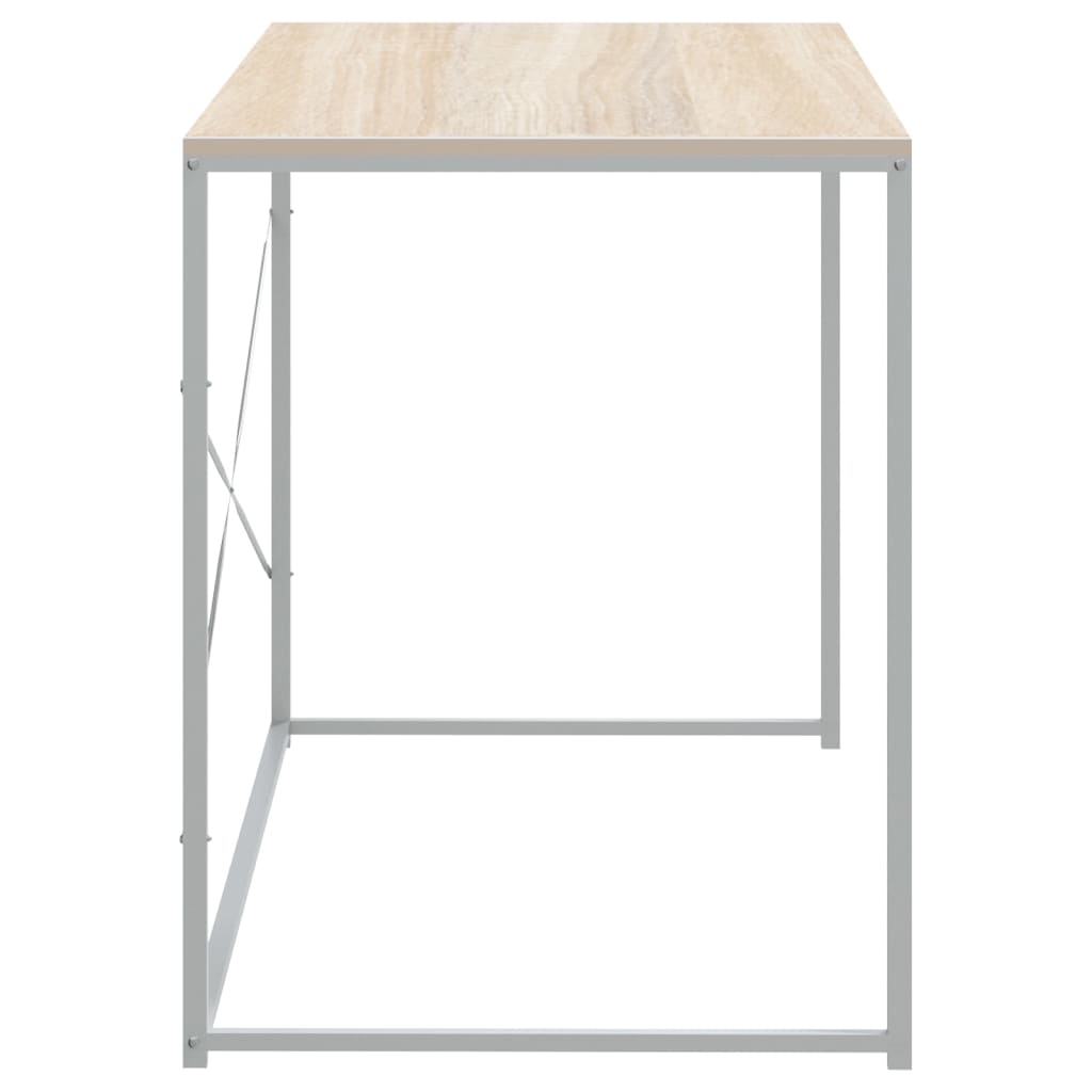 Computer Desk White and Oak 110x60x70 cm Engineered Wood