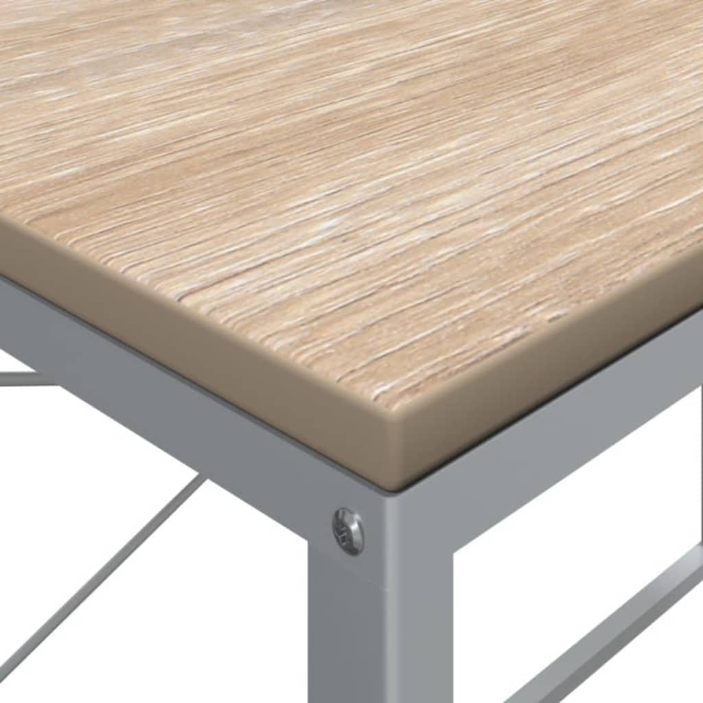 Computer Desk White and Oak 110x60x70 cm Engineered Wood