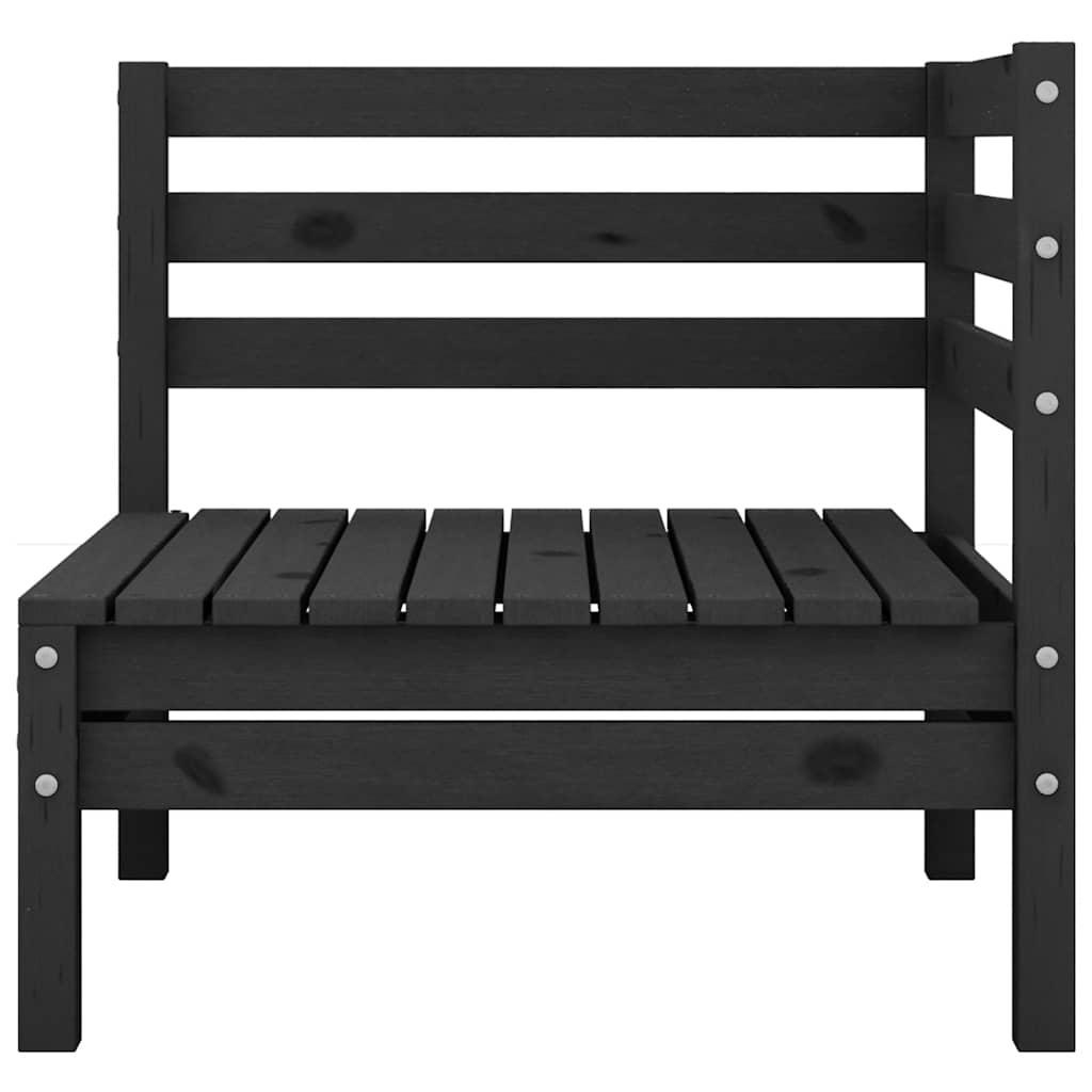 Garden Corner Sofa Black Solid Pinewood