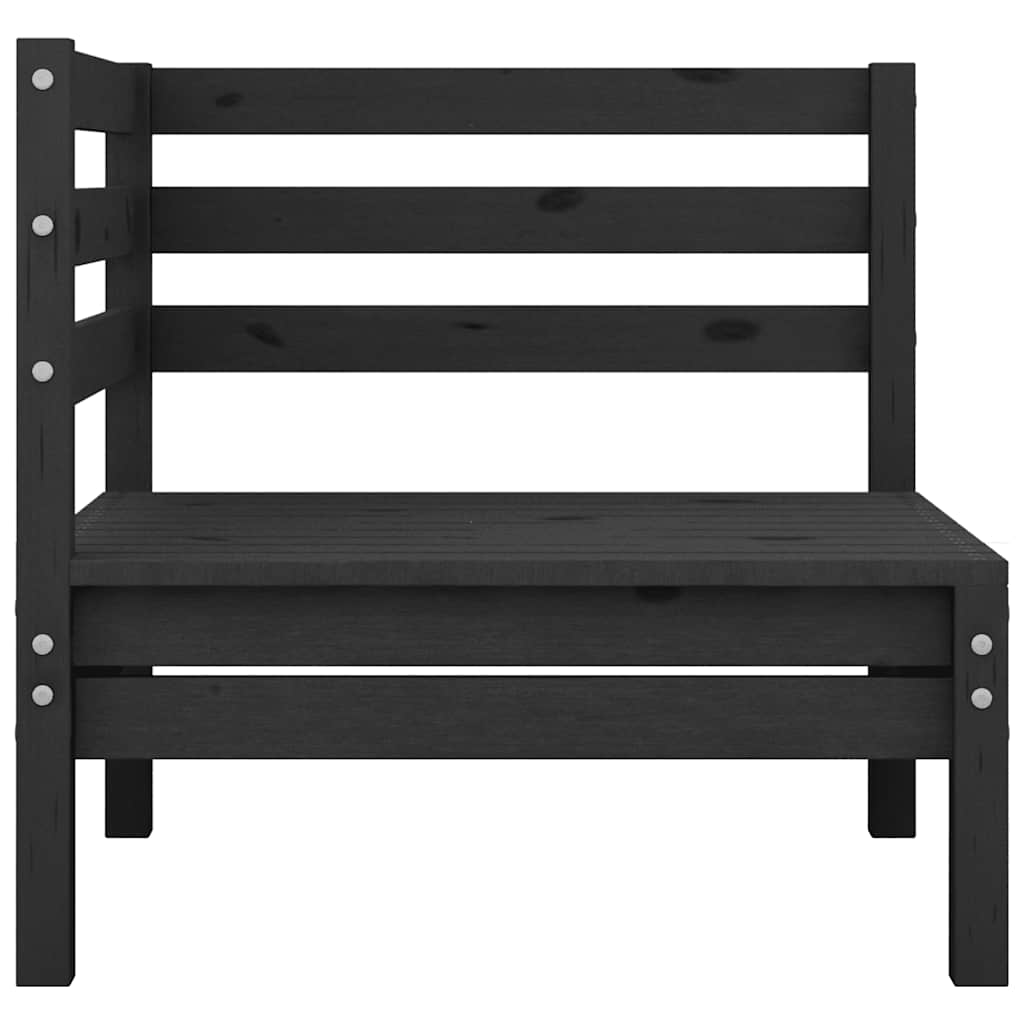 Garden Corner Sofa Black Solid Pinewood