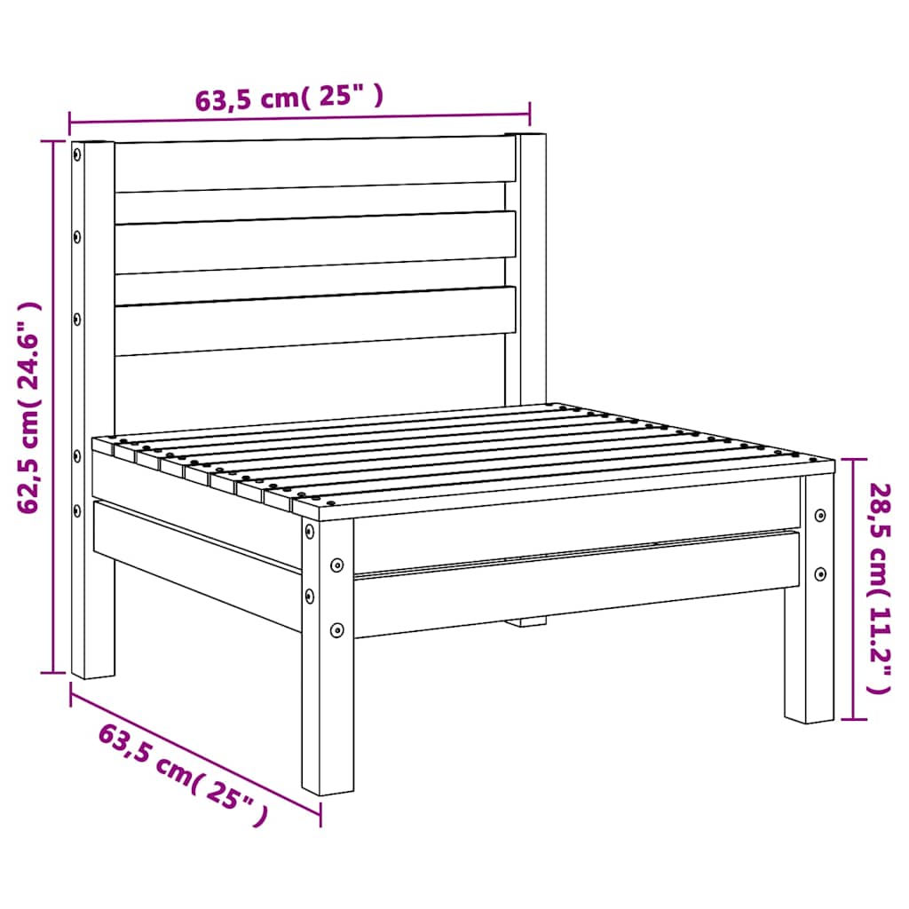 Garden Middle Sofas 4 pcs Solid Pinewood