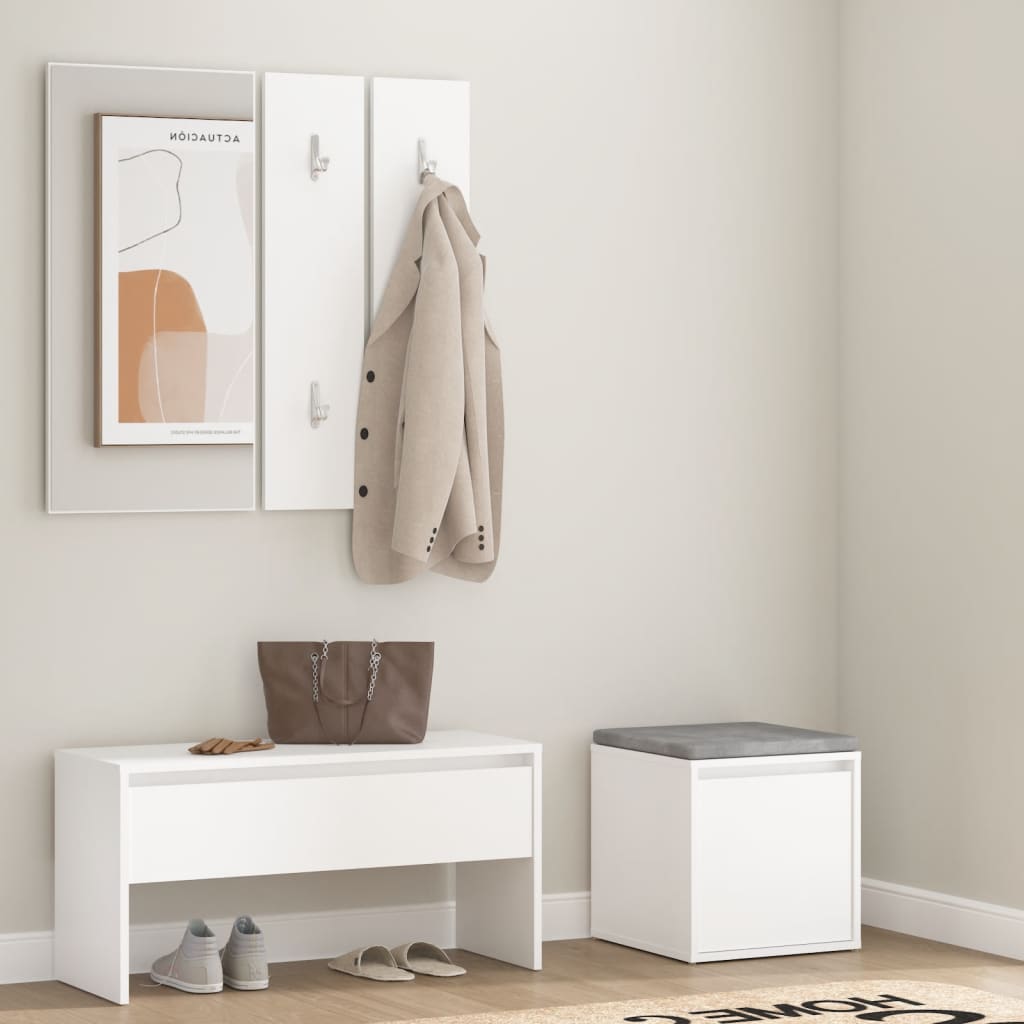 Hallway Furniture Set White Engineered Wood