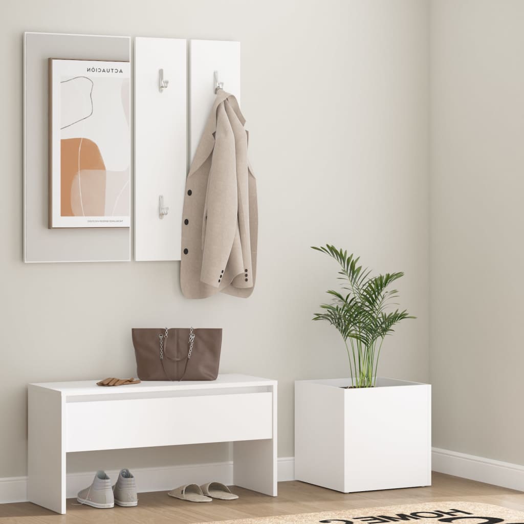 Hallway Furniture Set White Engineered Wood