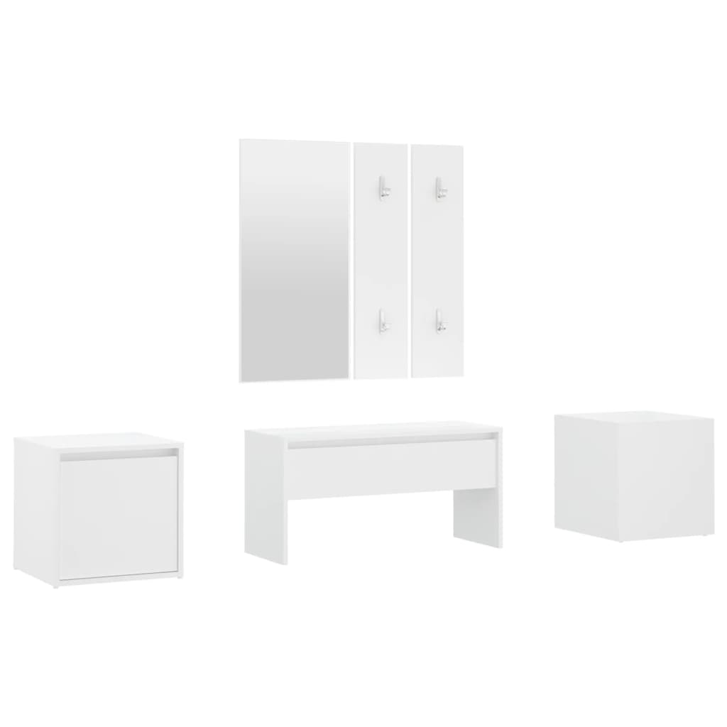 Hallway Furniture Set White Engineered Wood