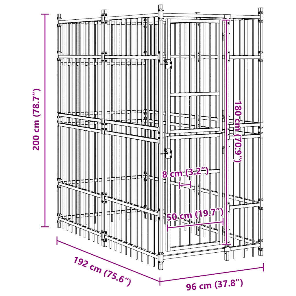 Outdoor Dog Kennel Steel 1.84 m²