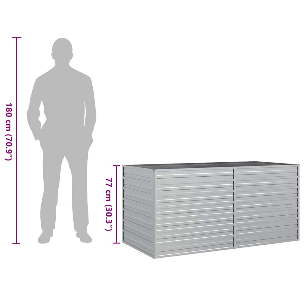 Garden Raised Bed 160x80x77 cm Galvanized Steel Silver