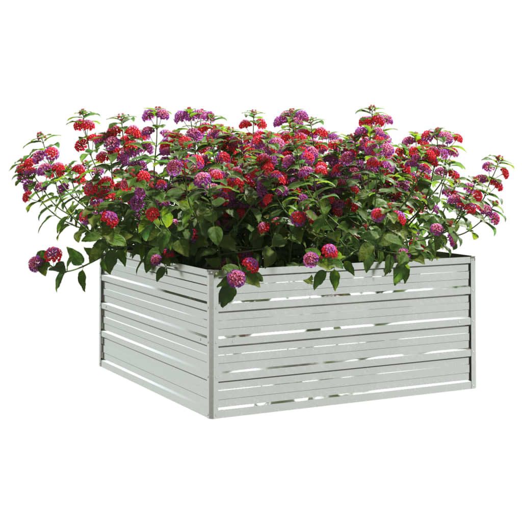 Garden Raised Bed 100x100x45 cm Galvanized Steel Silver