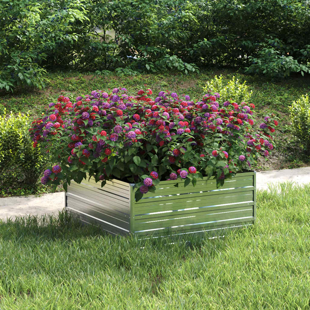 Garden Raised Bed 100x100x45 cm Galvanized Steel Silver