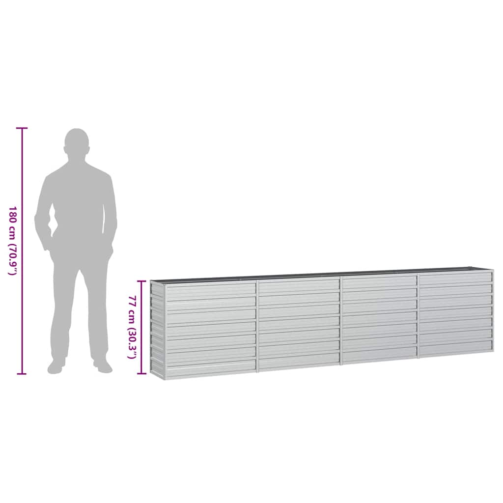 Garden Raised Bed 320x40x77 cm Galvanized Steel Silver