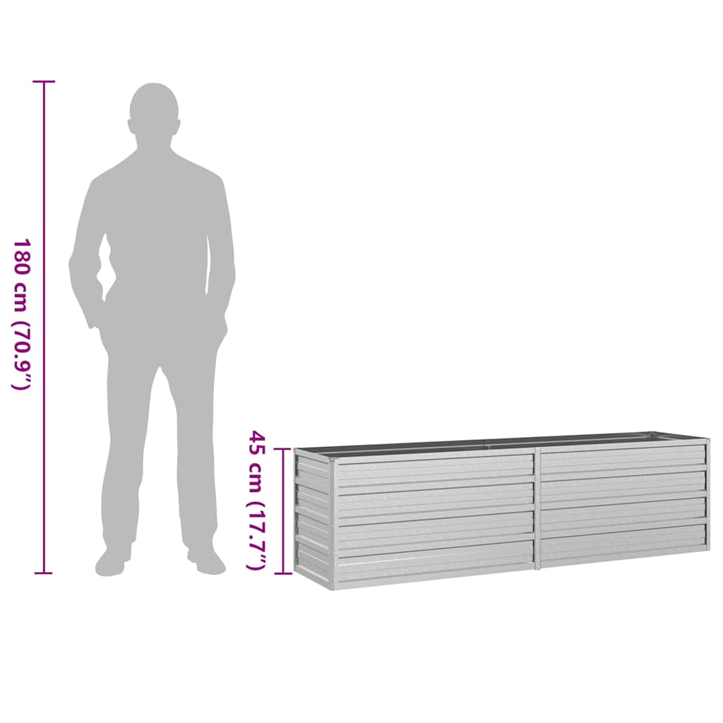 Garden Raised Bed 160x40x45 cm Galvanized Steel Silver