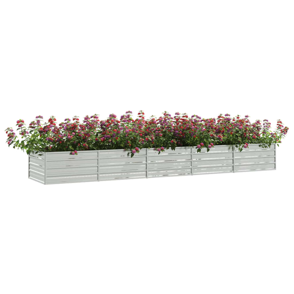 Garden Raised Bed 400x80x45 cm Galvanized Steel Silver