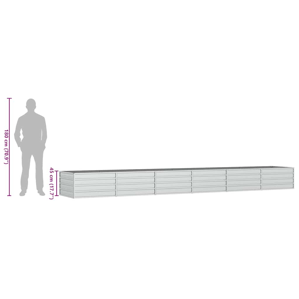 Garden Raised Bed 480x80x45 cm Galvanized Steel Silver