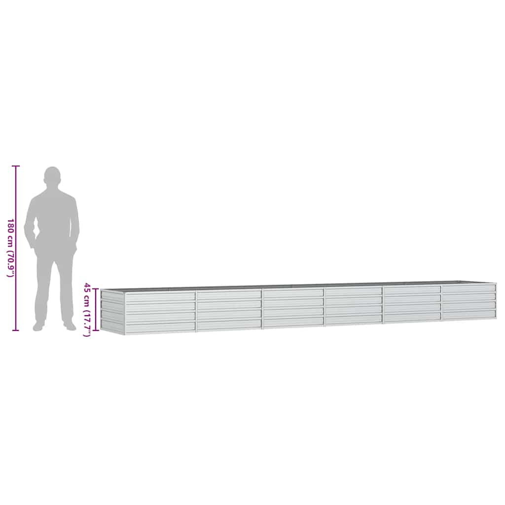 Garden Raised Bed 480x80x77 cm Galvanized Steel Silver