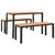 3 Piece Garden Dining Set Steel and WPC Brown and Black