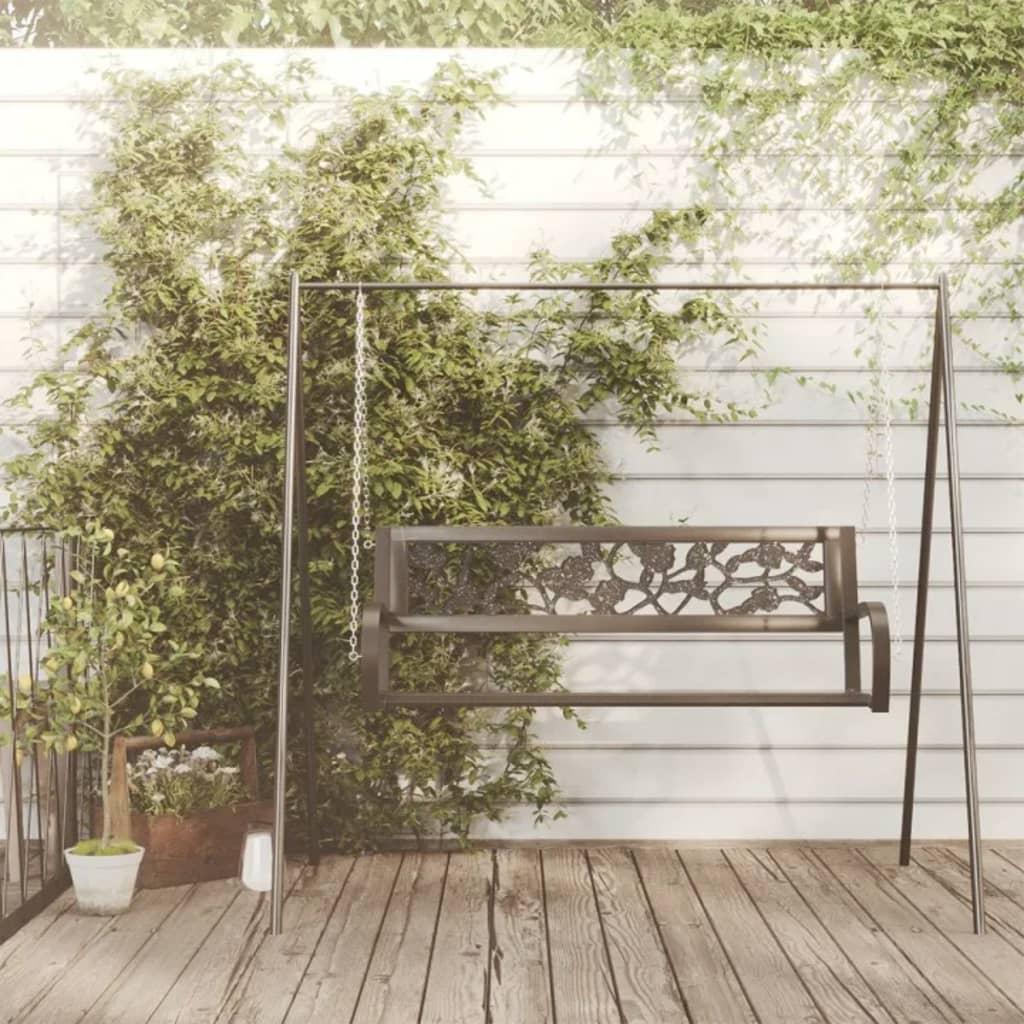 Garden Swing Bench 125 cm Steel and Plastic Black