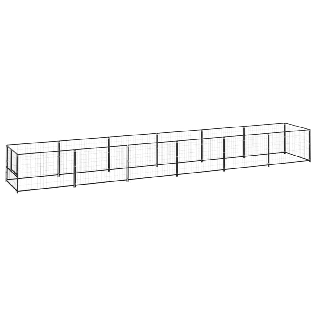 Dog Kennel Black 6 m² Steel