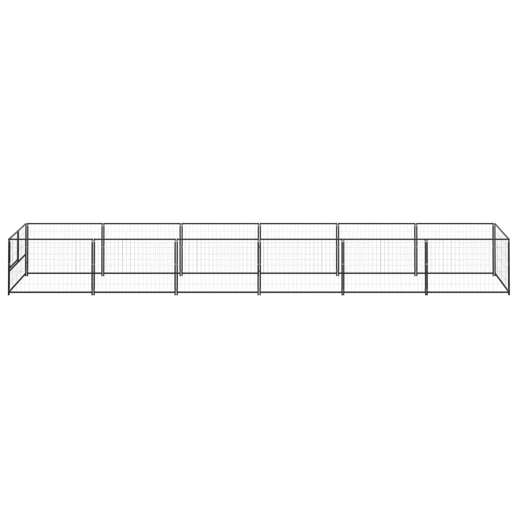 Dog Kennel Black 6 m² Steel