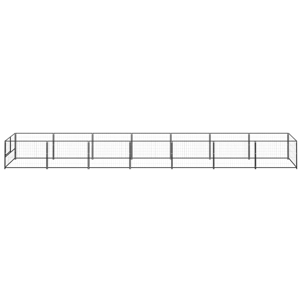 Dog Kennel Black 7 m² Steel