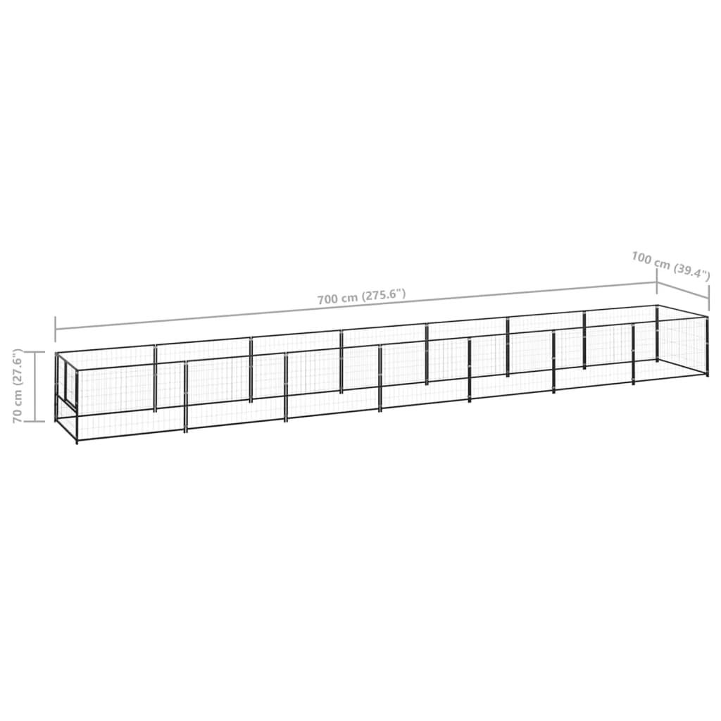 Dog Kennel Black 7 m² Steel