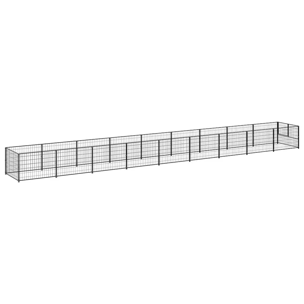 Dog Kennel Black 9 m² Steel
