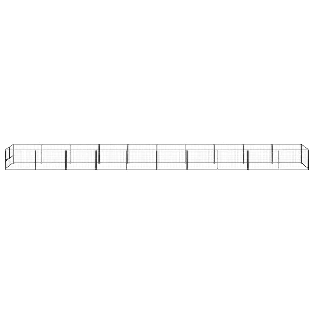 Dog Kennel Black 10 m² Steel