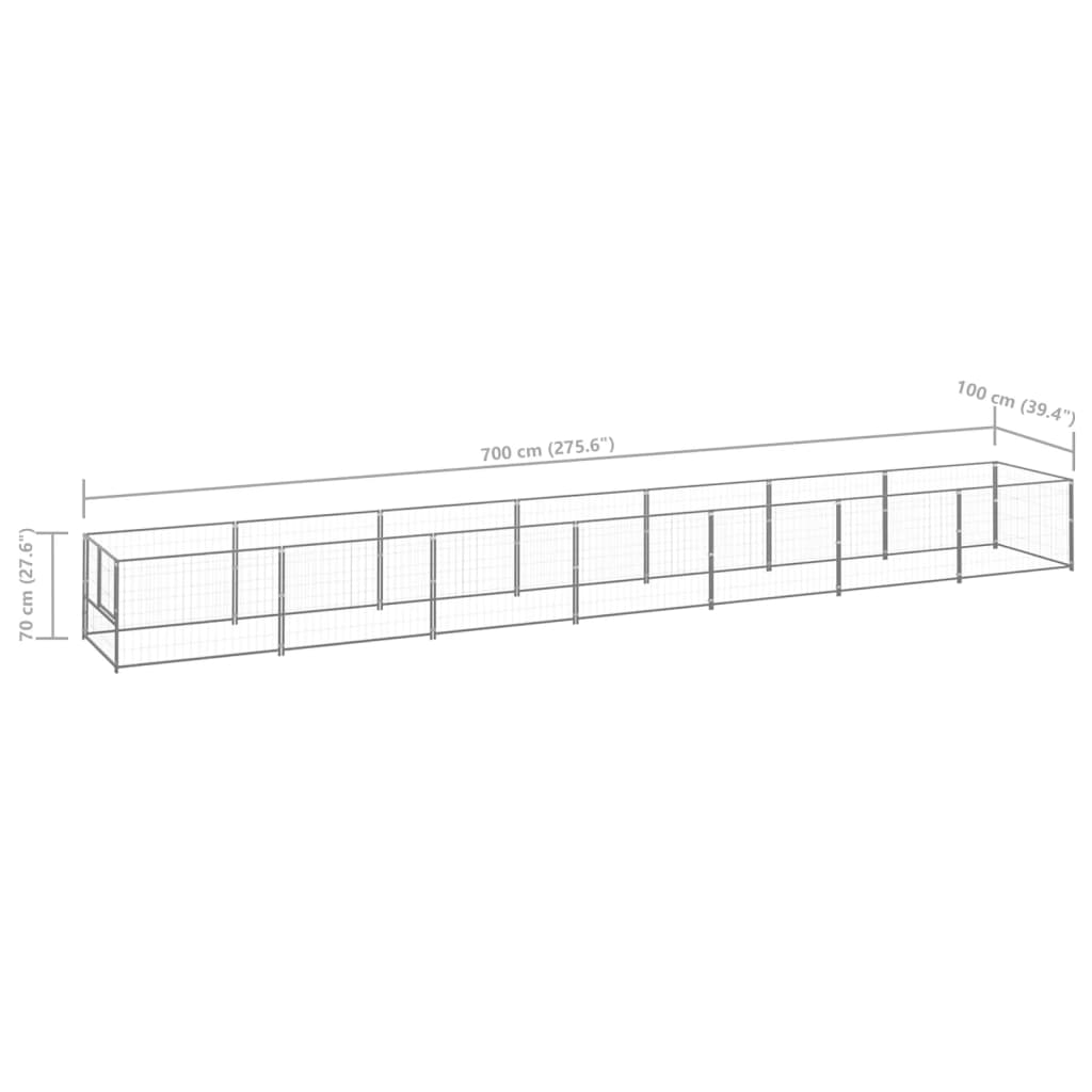 Dog Kennel Silver 7 m² Steel