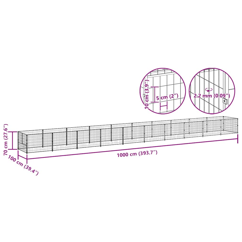 Dog Kennel Silver 10 m² Steel