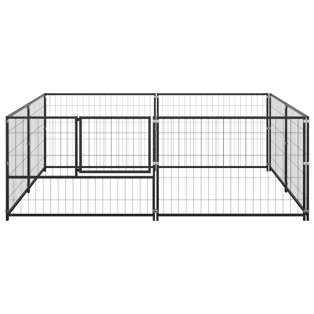 Dog Kennel Black 4 m² Steel