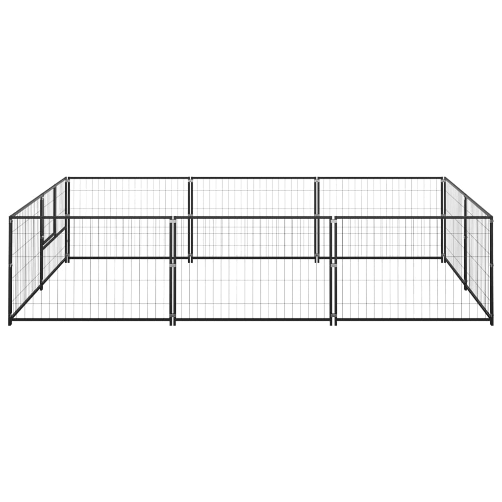 Dog Kennel Black 6 m² Steel