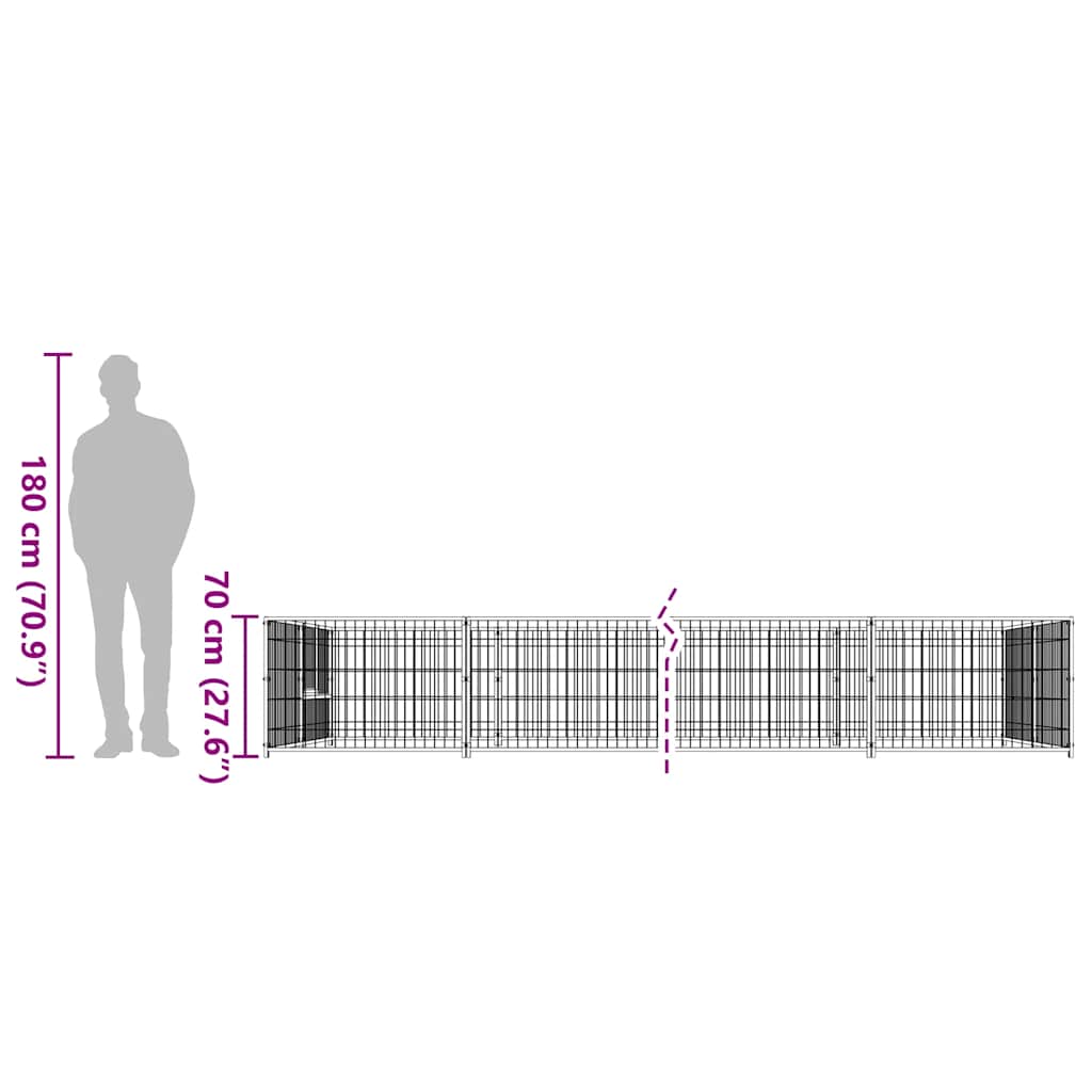 Dog Kennel Black 20 m² Steel