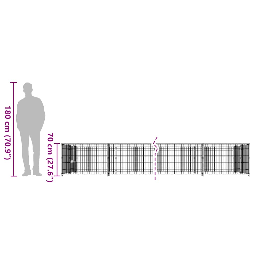 Dog Kennel Silver 12 m² Steel