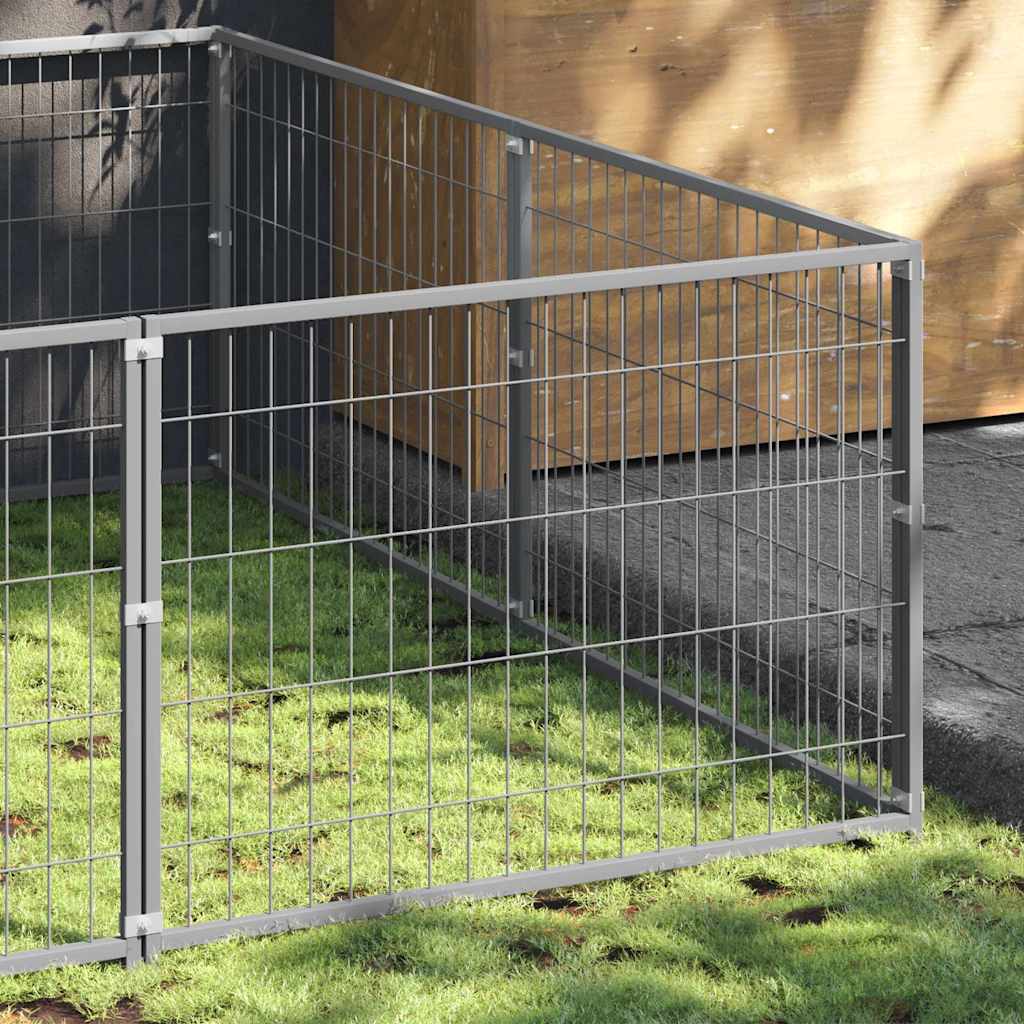 Dog Kennel Silver 14 m² Steel