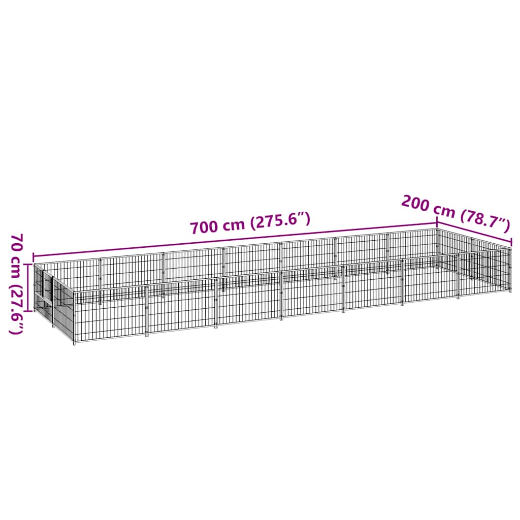 Dog Kennel Silver 14 m² Steel