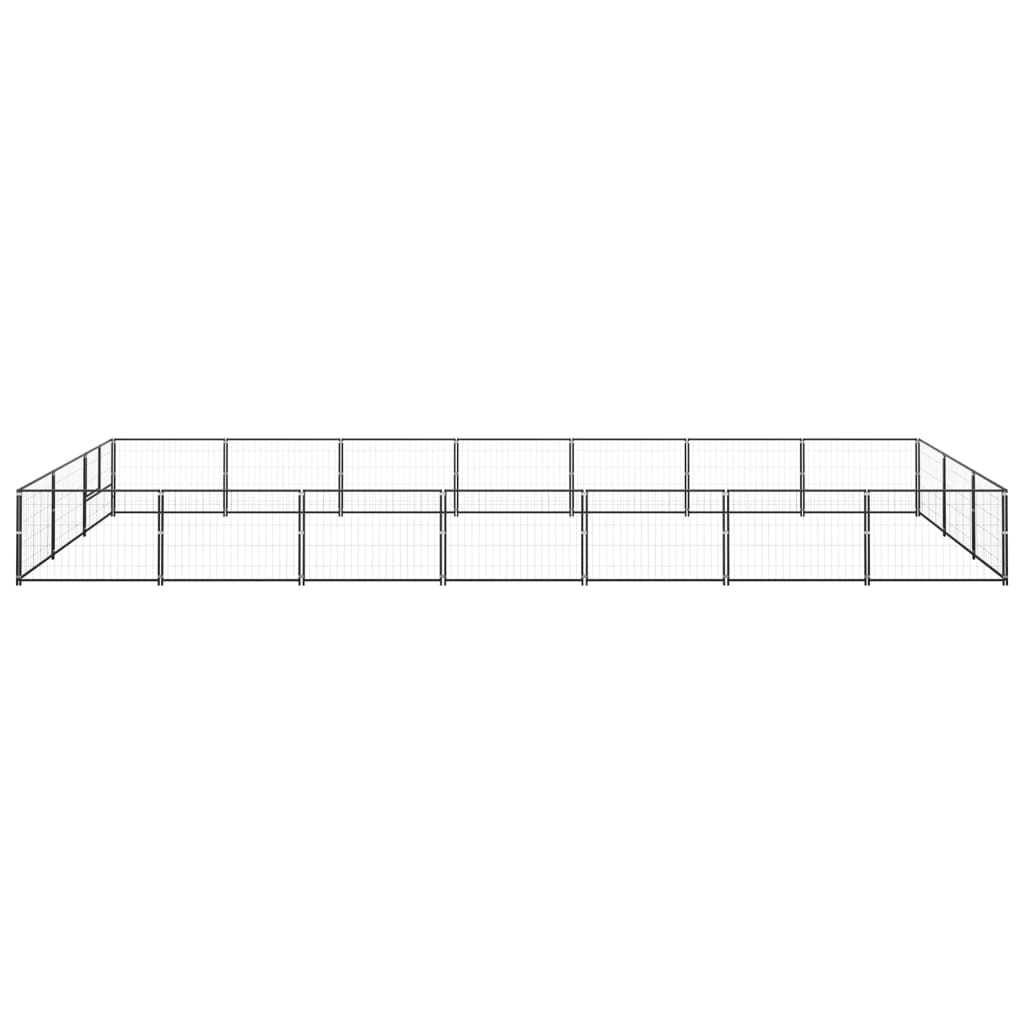 Dog Kennel Black 21 m² Steel