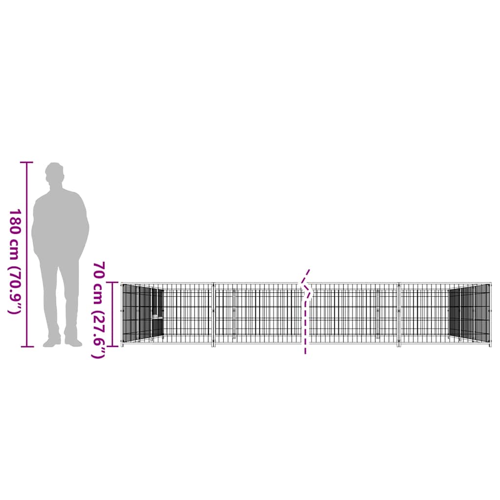 Dog Kennel Black 21 m² Steel