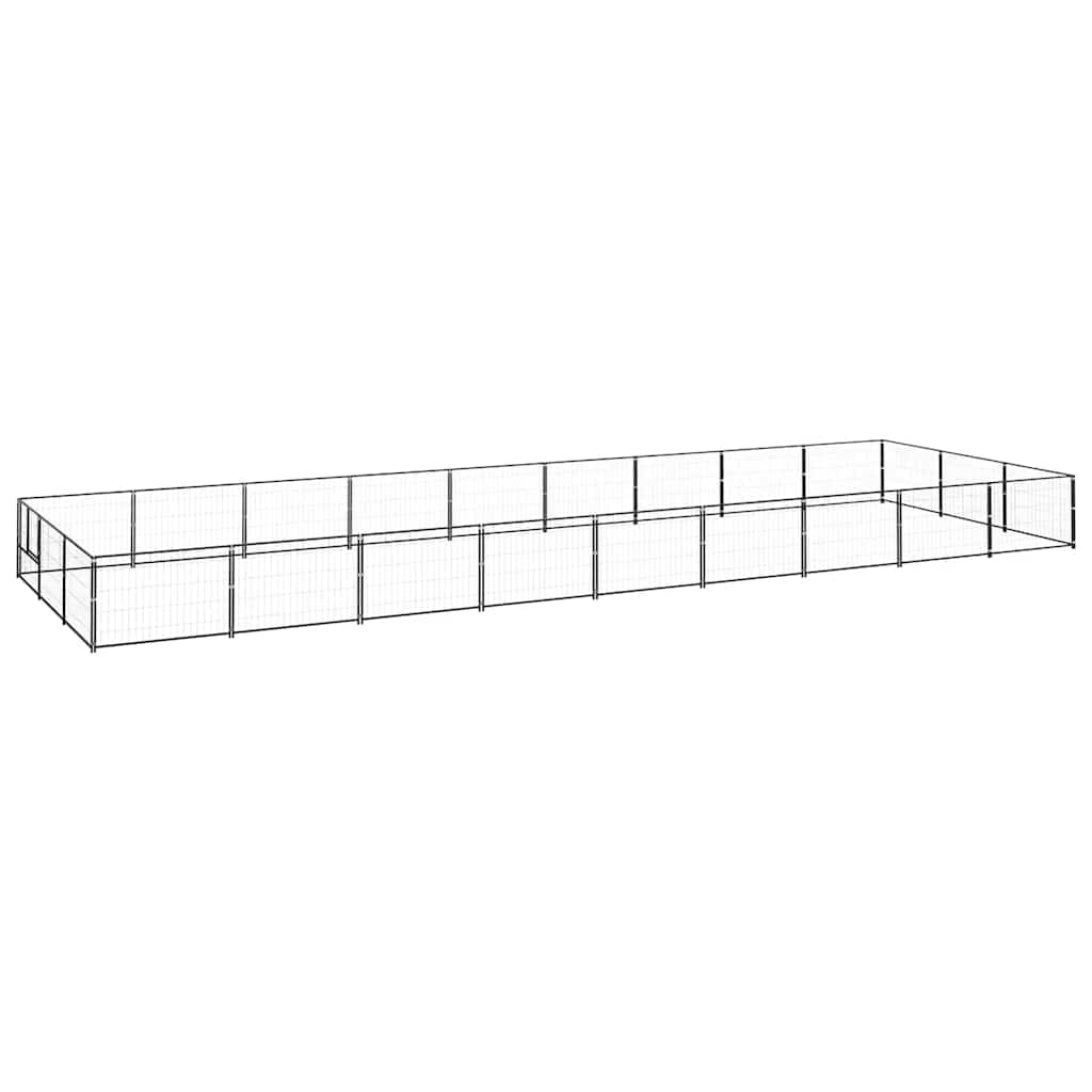 Dog Kennel Black 27 m² Steel