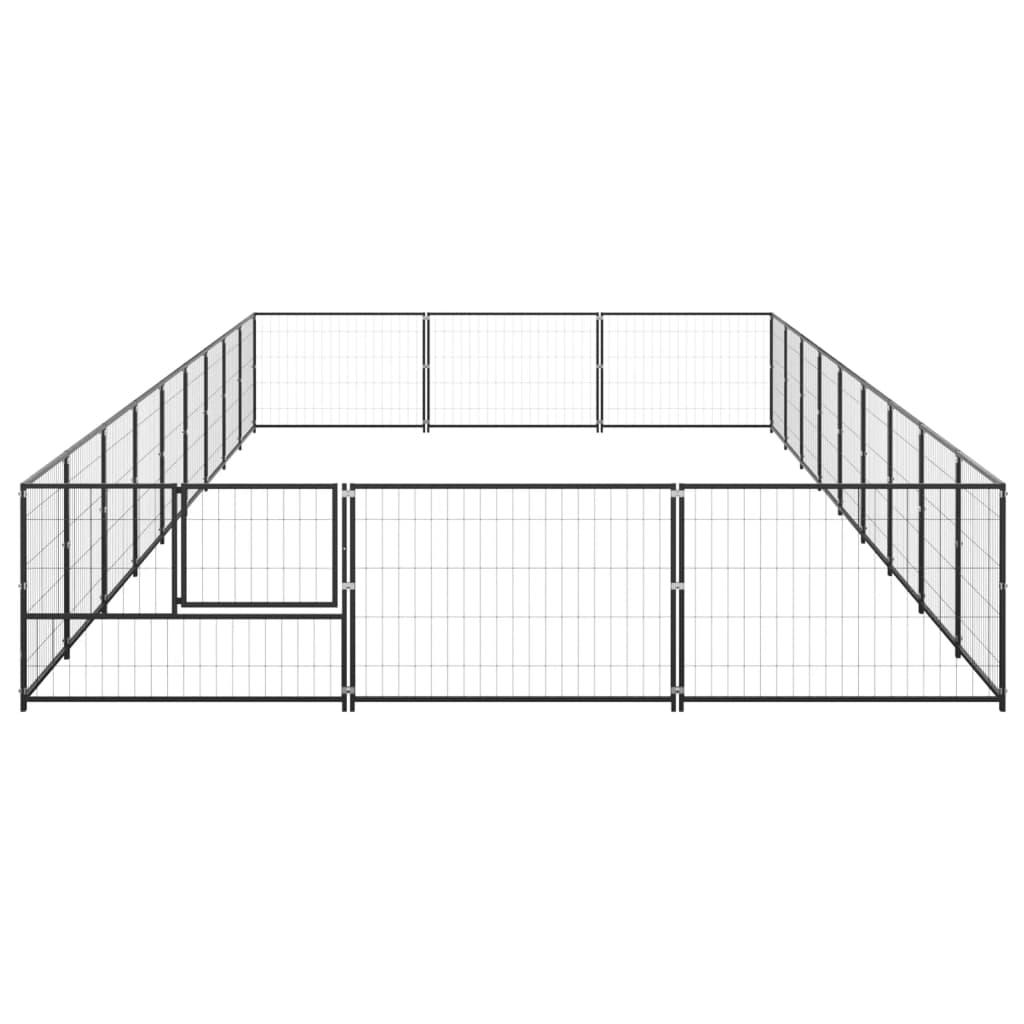 Dog Kennel Black 27 m² Steel
