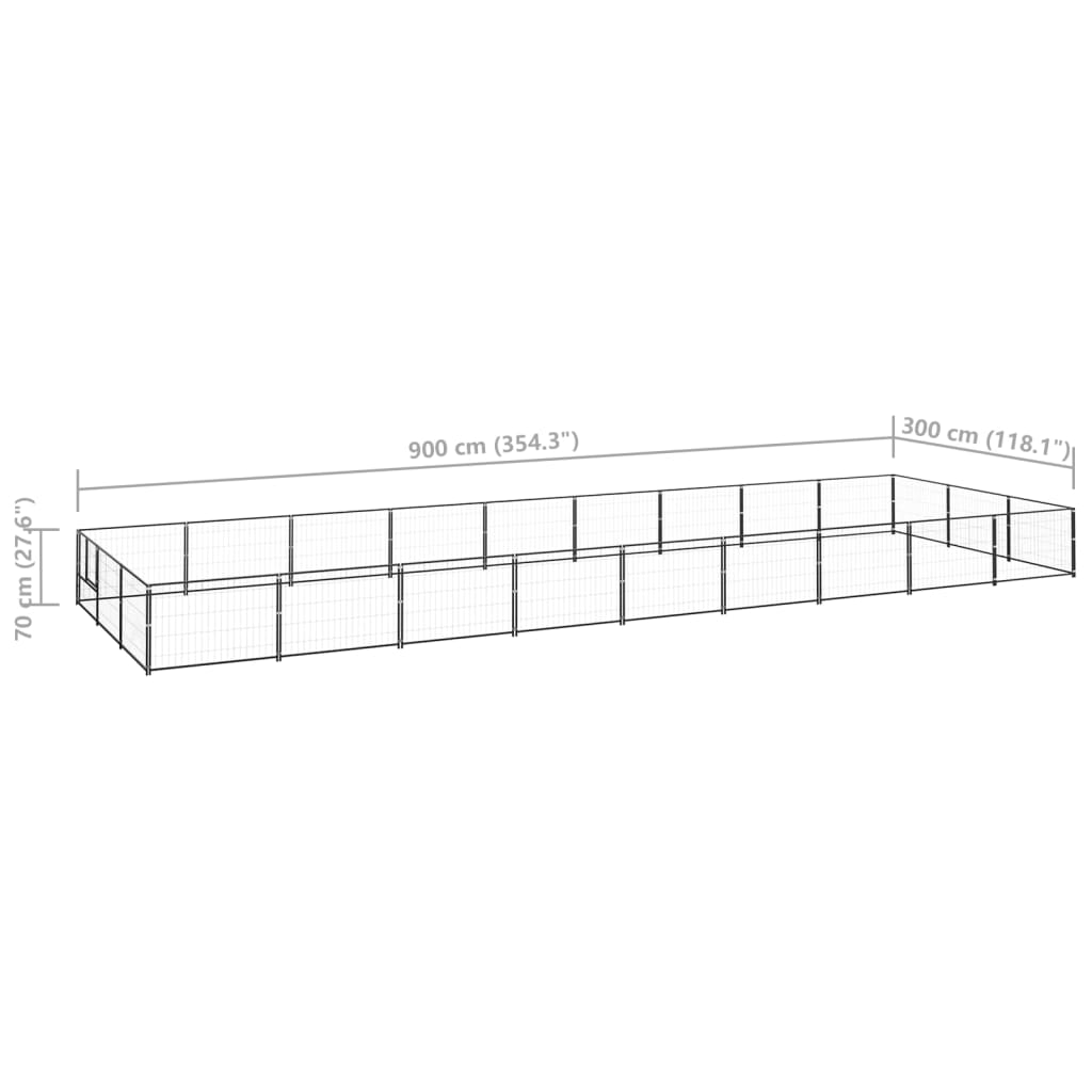 Dog Kennel Black 27 m² Steel