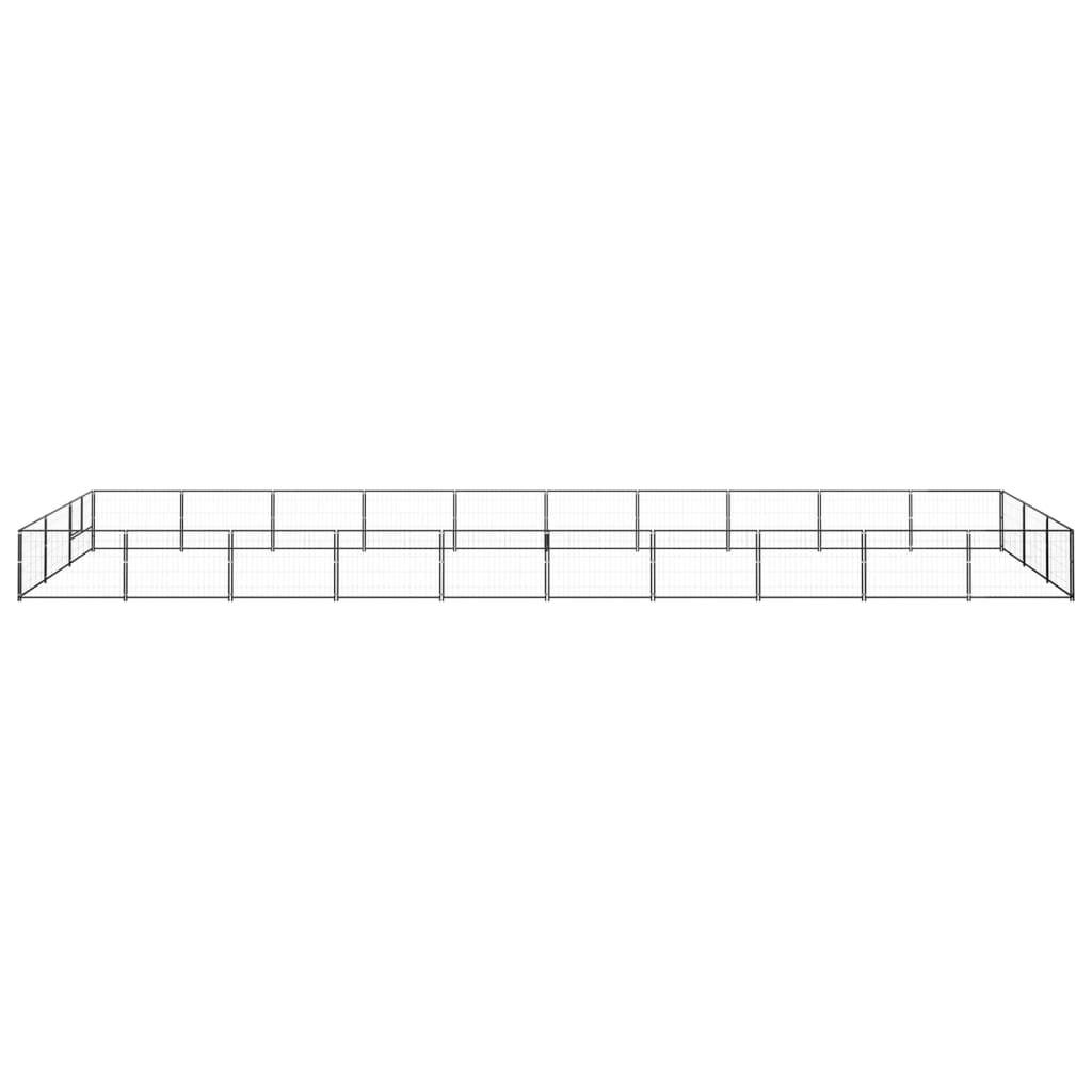Dog Kennel Black 30 m² Steel