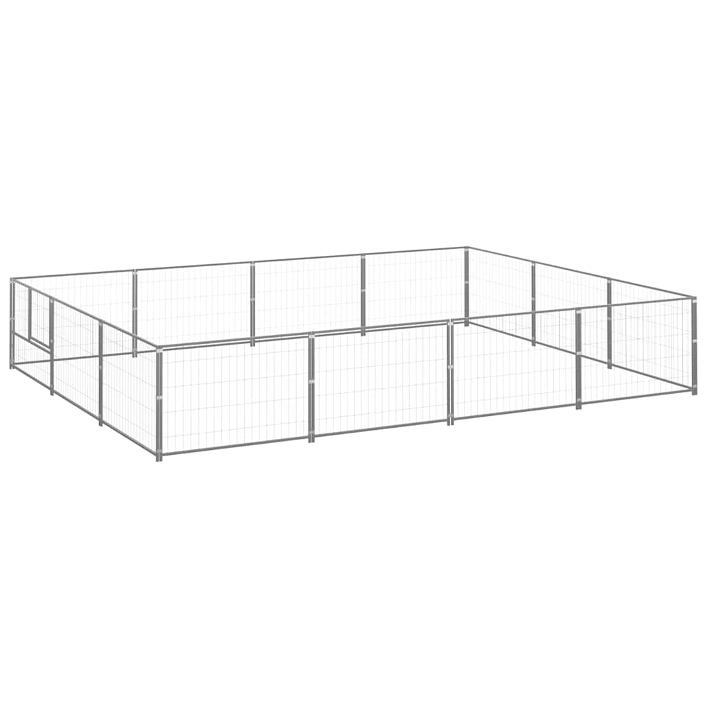 Dog Kennel Silver 12 m² Steel