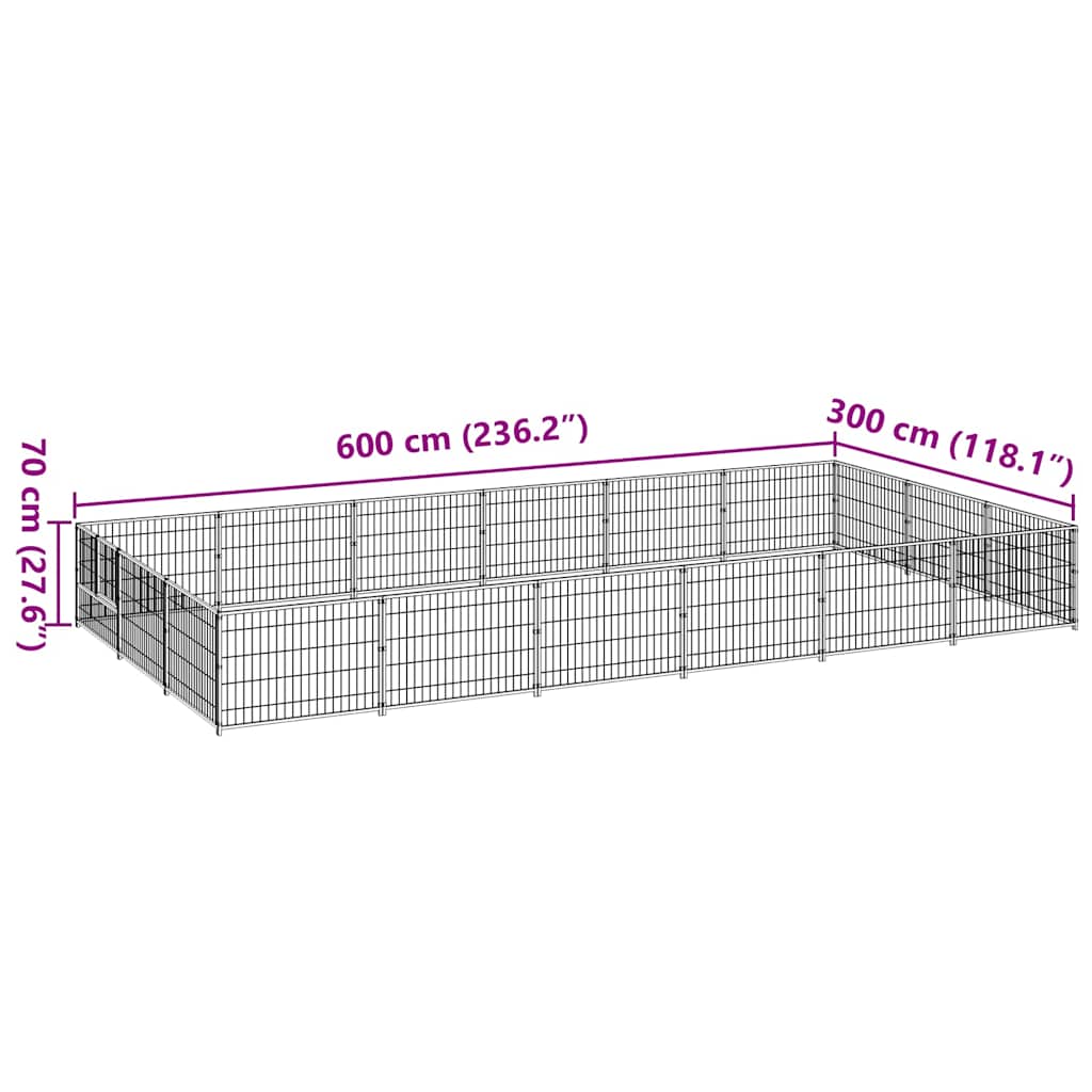 Dog Kennel Silver 18 m² Steel