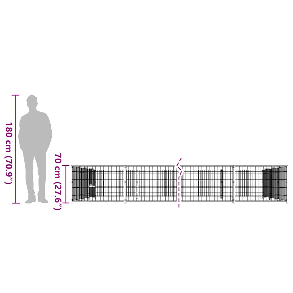 Dog Kennel Silver 21 m² Steel