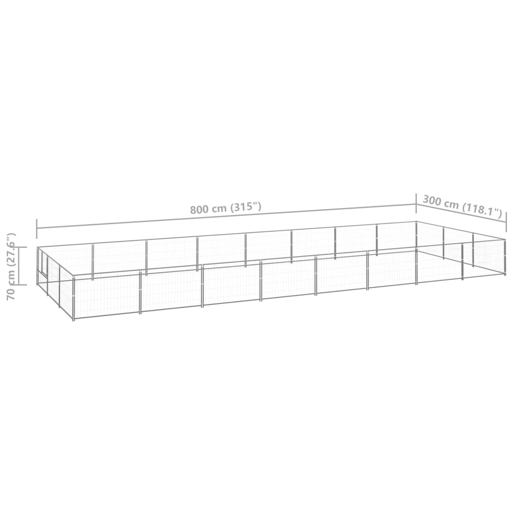 Dog Kennel Silver 24 m² Steel