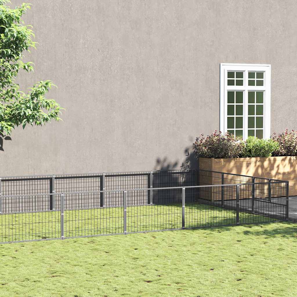 Dog Kennel Silver 27 m² Steel