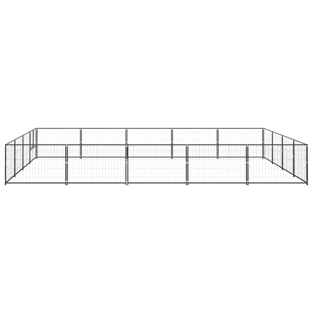 Dog Kennel Black 20 m² Steel
